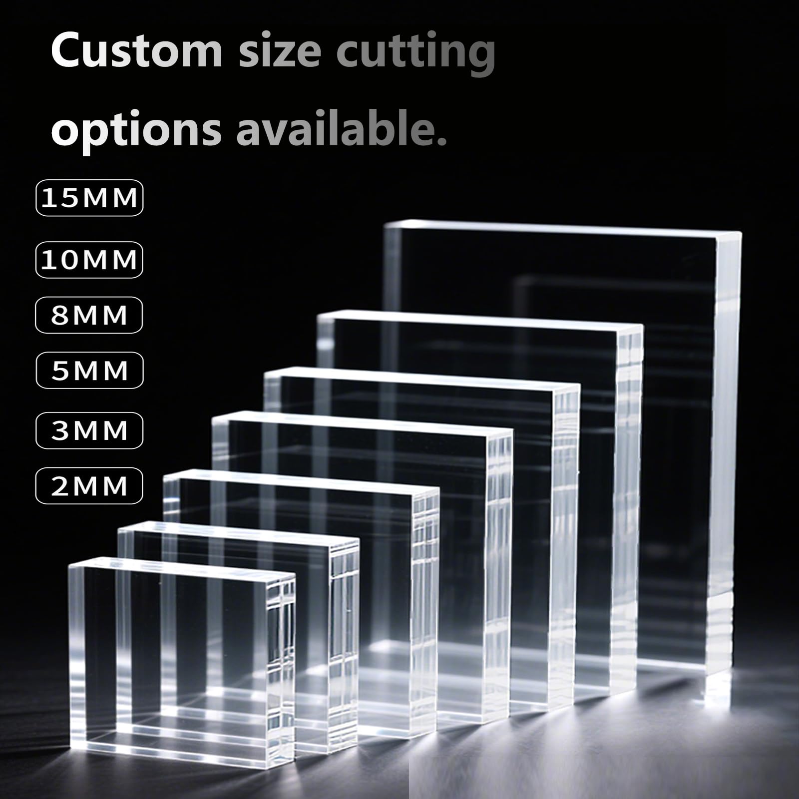 Lastra Acrilica Trasparente12 mm Pannello Plastica Leggero Resistente per Modellismo Arte Design Display Artigianato,400mmx400mmx12mm(1pcs)