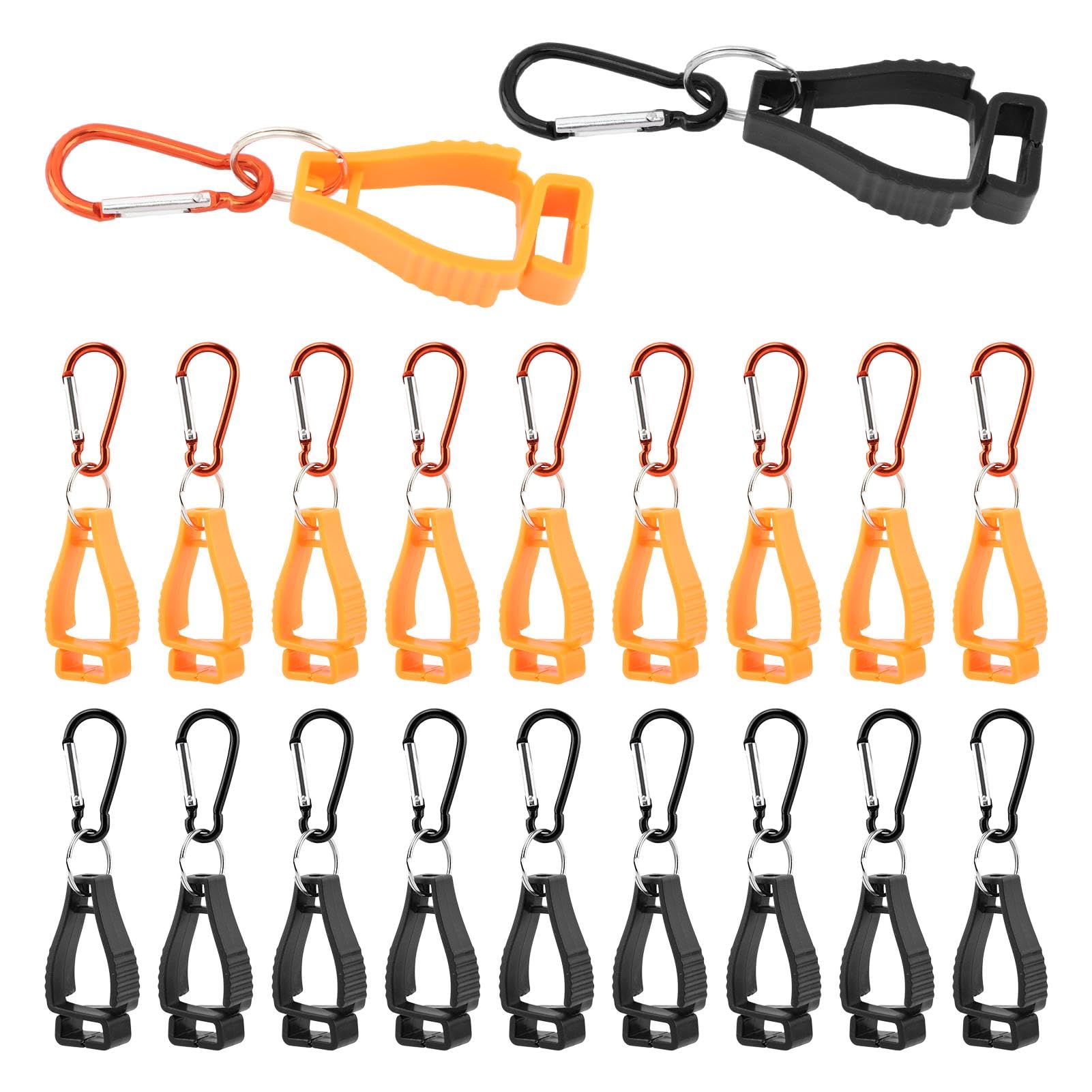 20 clips para guantes de trabajo, clip de seguridad de trabajo, gancho de seguridad para el trabajo, agarrador de guantes, cinturón, gafas, cascos, gancho de abrazadera (10 unidades, negro, 10