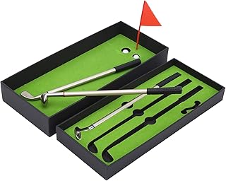 ゴルフペンセット ミニギフト オフィスデスクトップゲーム ゴルフボール おもちゃ デスクトップ ゴルフギフトセット には パッティンググリーン フラグ お土産用 3ピース ゴルフクラブペンホルダー セット 含まれます クリスマスデコレーションプレゼント