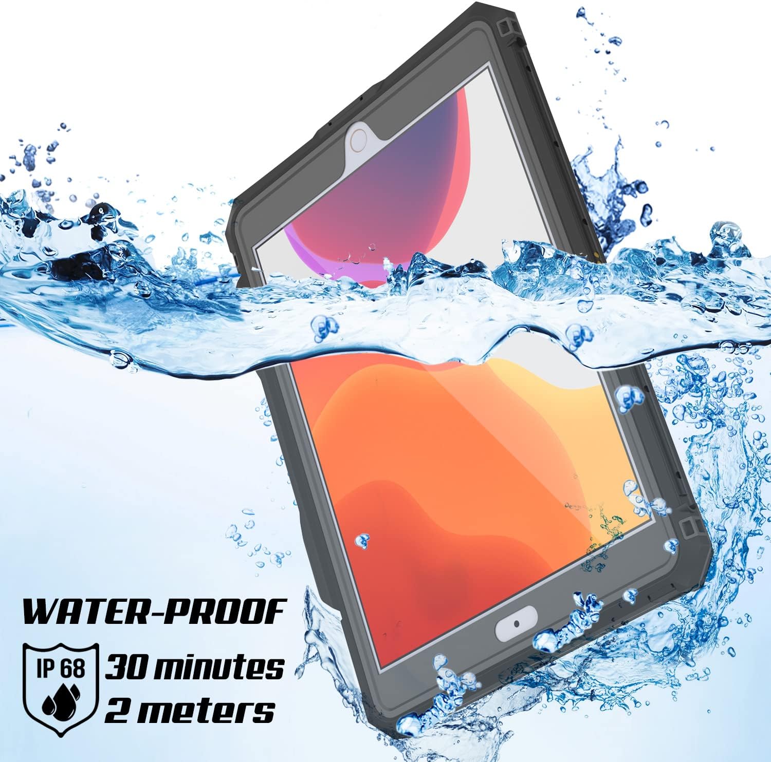 Punkcase for iPad 10.2 Waterproof Case | Clear Back | IP68 Certified Ultra-Thin, Heavy Duty Cover [Dustproof] W/Built-in Screen Protector & Kickstand | Ultimate Drop Protection for iPad 10.2 [Black]