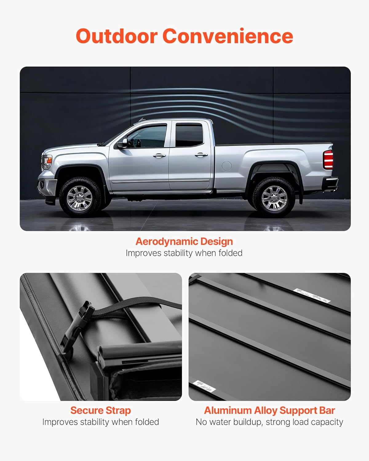 VEVOR Soft Tri-Fold Truck Bed Tonneau Cover, Compatible with 2009-2025 Dodge Ram 1500 (Incl. Classic & New) 5.7 ft (67.4 in) Bed, Fleetside Without Rambox, Split Tailgate, and Track System, Waterproof