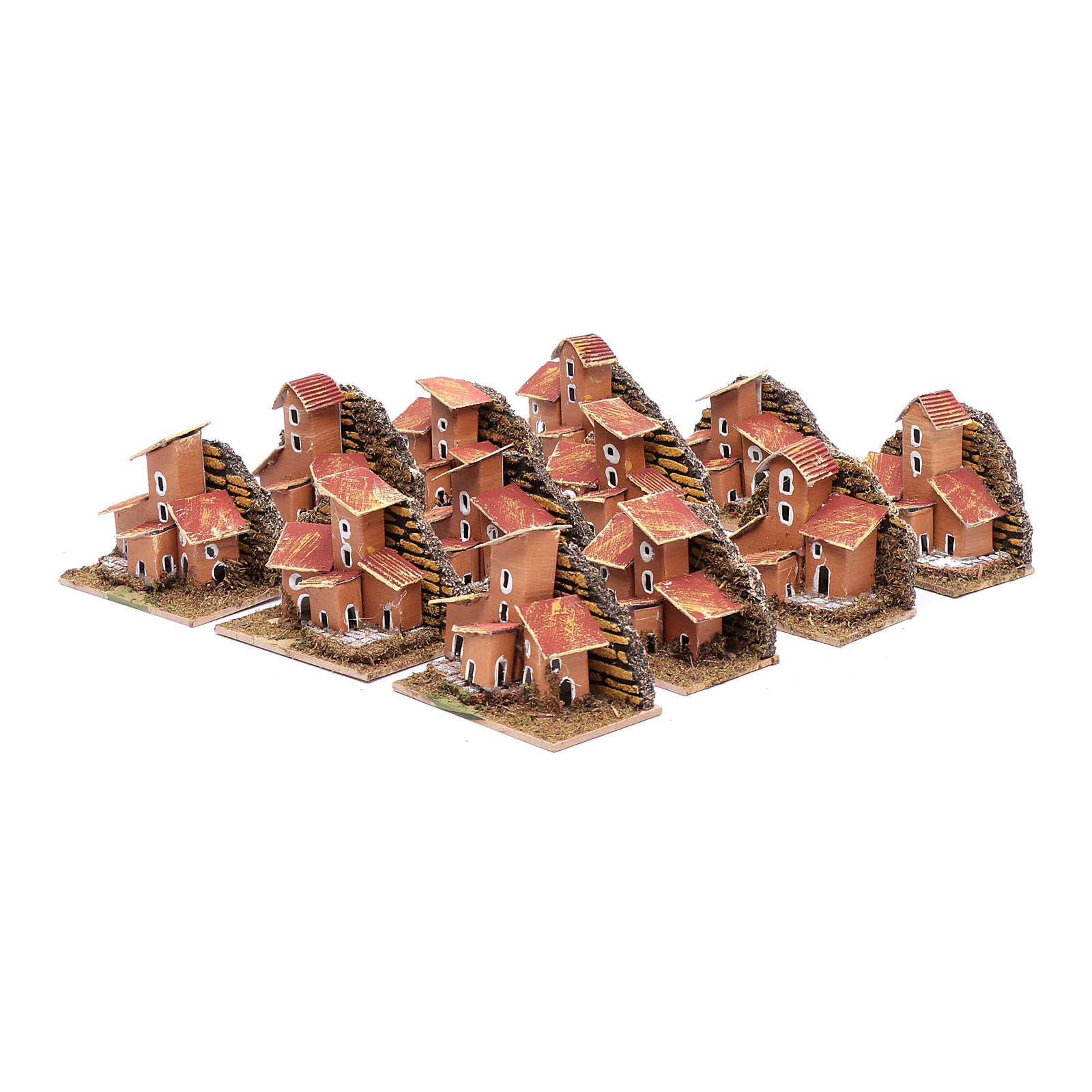 Holyart Ambientazioni, botteghe, case, pozzi: Set 12 pezzi casette 5x10x5 cm presepe fai da te