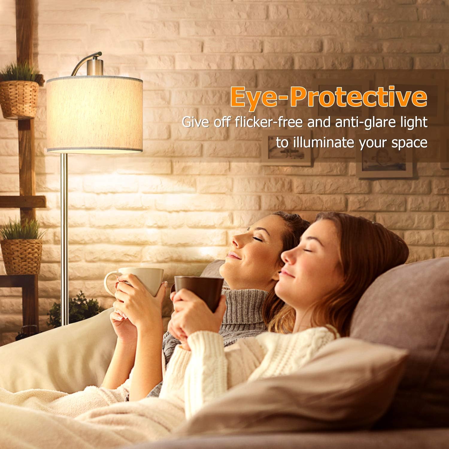 Onе-Dау Sаlе: Uр tо 60% оƒƒ LED Floor Lamp with Dimmer, Fully Dimmable Standing Lamp Modern Tall Pole Lamp with Hanging Fabric Shade and Silver Base Montage Reading Light for Living Room Bedroom, Bright 8W LED Bulb Included