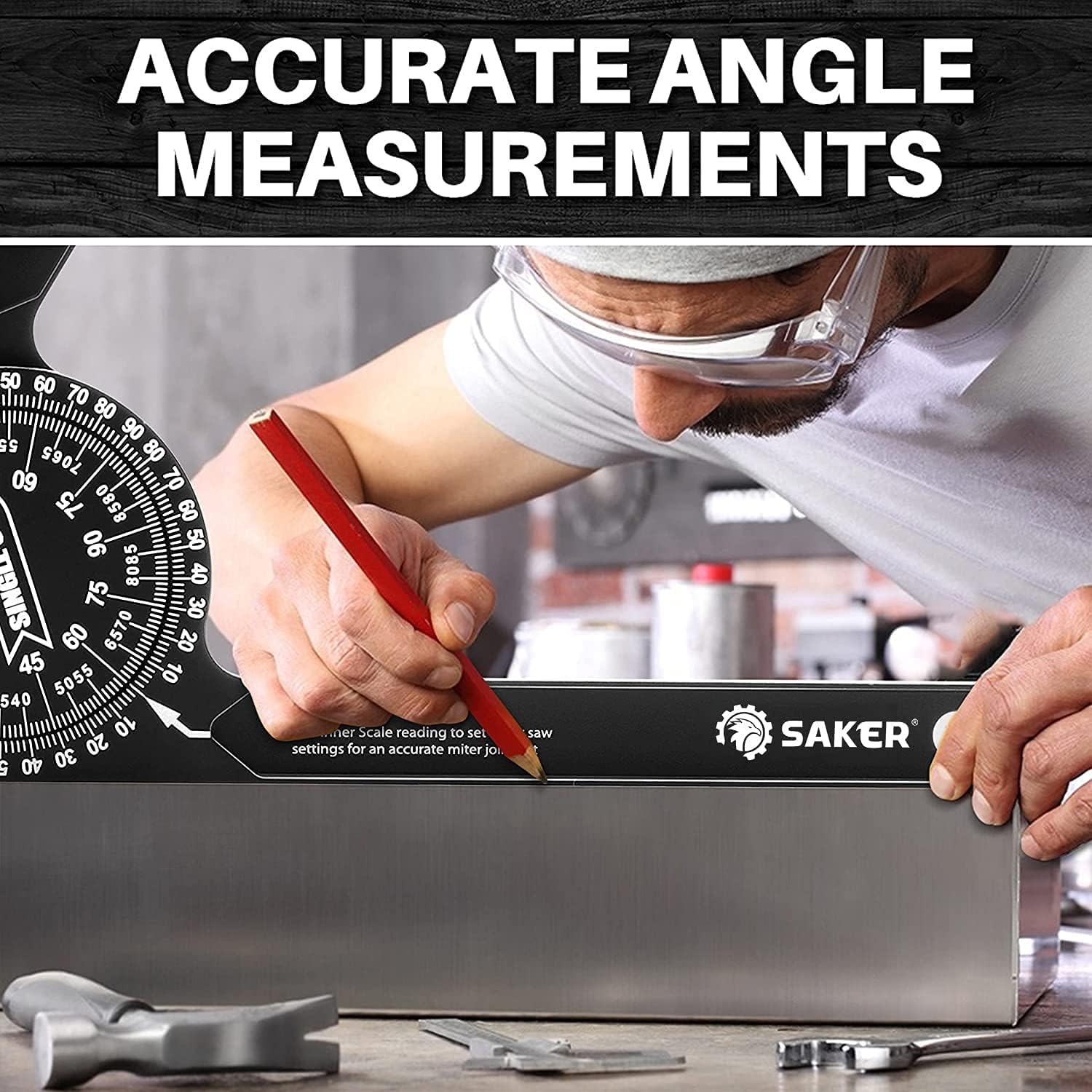Saker Miter Saw Protractor(Black)&Saker Contour Gauge Profile Tool(10INCH)