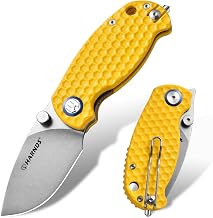 Harnds Bee Front Flap Pocket Folding Knife with D2 Steel Blade and Advanced EDC Knife G10 Handle, Suitable for Outdoor Survival Camping and Hiking (Yellow)