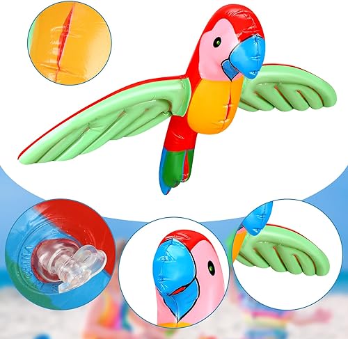 Miniatura 5 de Gejoy 12 piezas de decoraciones inflables grandes de loro volador para verano, fiesta hawaiana tropical, playa, regalo de cumpleaños, decoración de