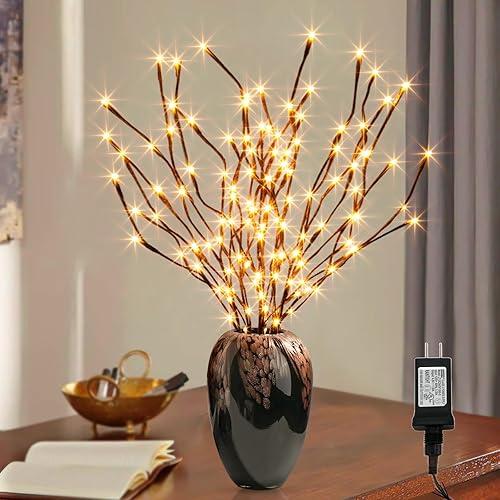 PEIDUO 6 luces de rama, 30 pulgadas, 120 L, luces LED de camino, para decoración de habitación de Navidad, interiores, apartamentos, exteriores,