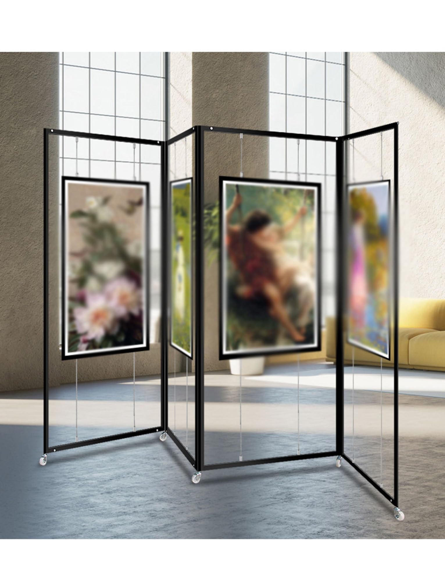 Genérico Expositor plegable resistente con ruedas, de aleación de aluminio de grado comercial, for galerías y carteles minoristas, for ferias y exposiciones de arte.(1pcs,6.6x2.6ft)