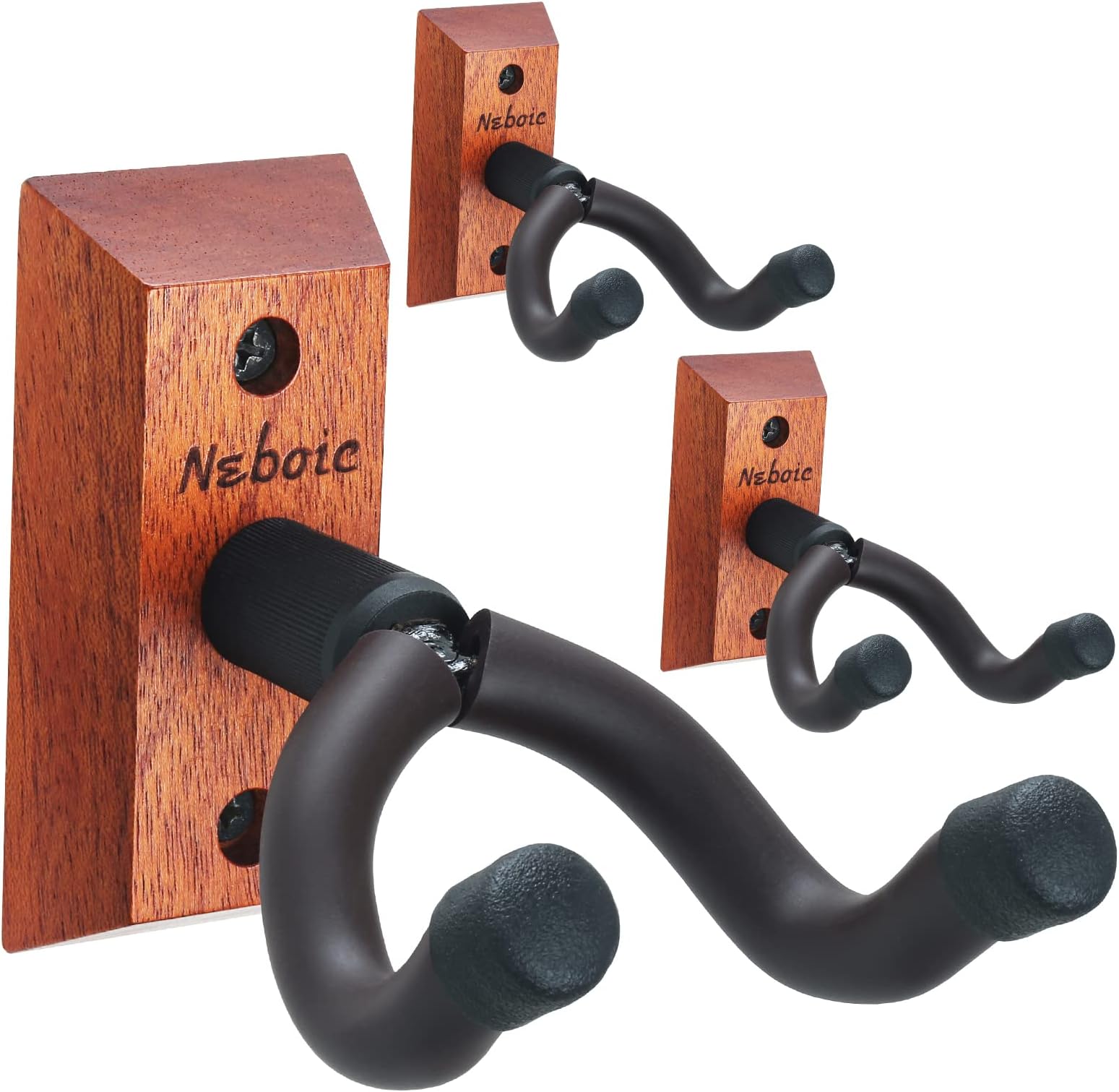 - 3 Pack Guitar Wall Mount, Neboic Wood Guitar Wall Hanger, Guitar Hook, Guitar Accessories for Acoustic Electric Bass Guitar Ukulele Banjo Mandolin