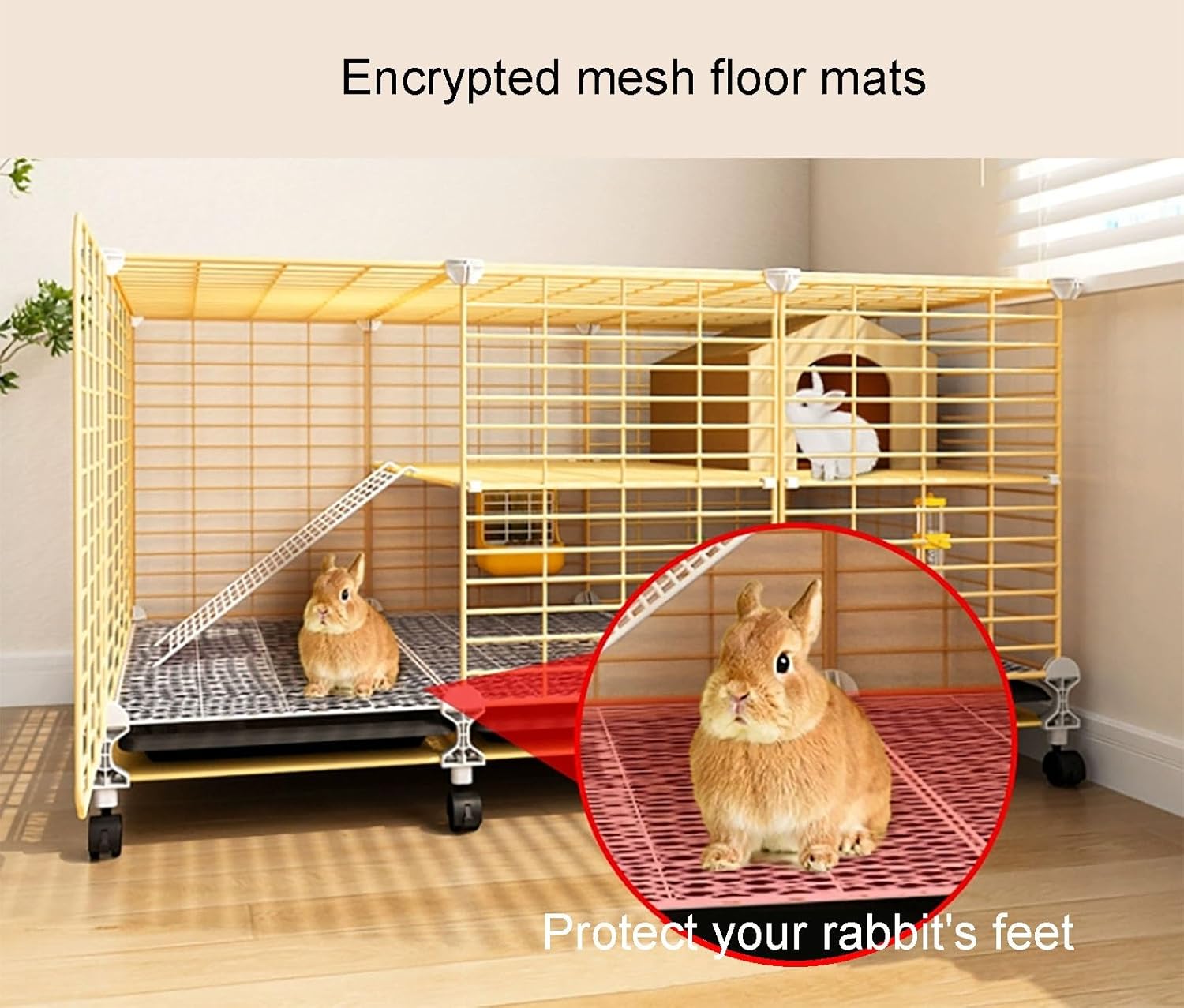 Small Animal Cage, Large Hamster Cage with 360° Universal Wheels, Metal and PP Material, Guinea Pig Cage Wire Mesh Villa,(105 * 35 * 39cm)