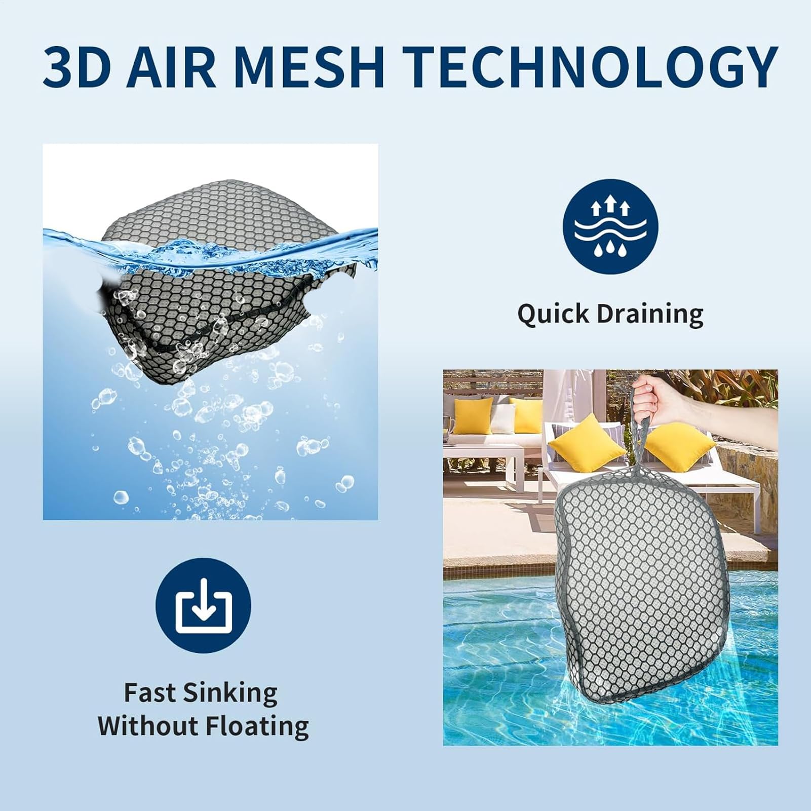 Cuscino Sedile Idromassaggio Tappetino In Rete 3D Aerata Antiscivolo | Cuscino Rialzato Per Sedile Idromassaggio Spa Per Piscina Interni Ed Esterni Campeggio Relax In Giardino Camper Anziani