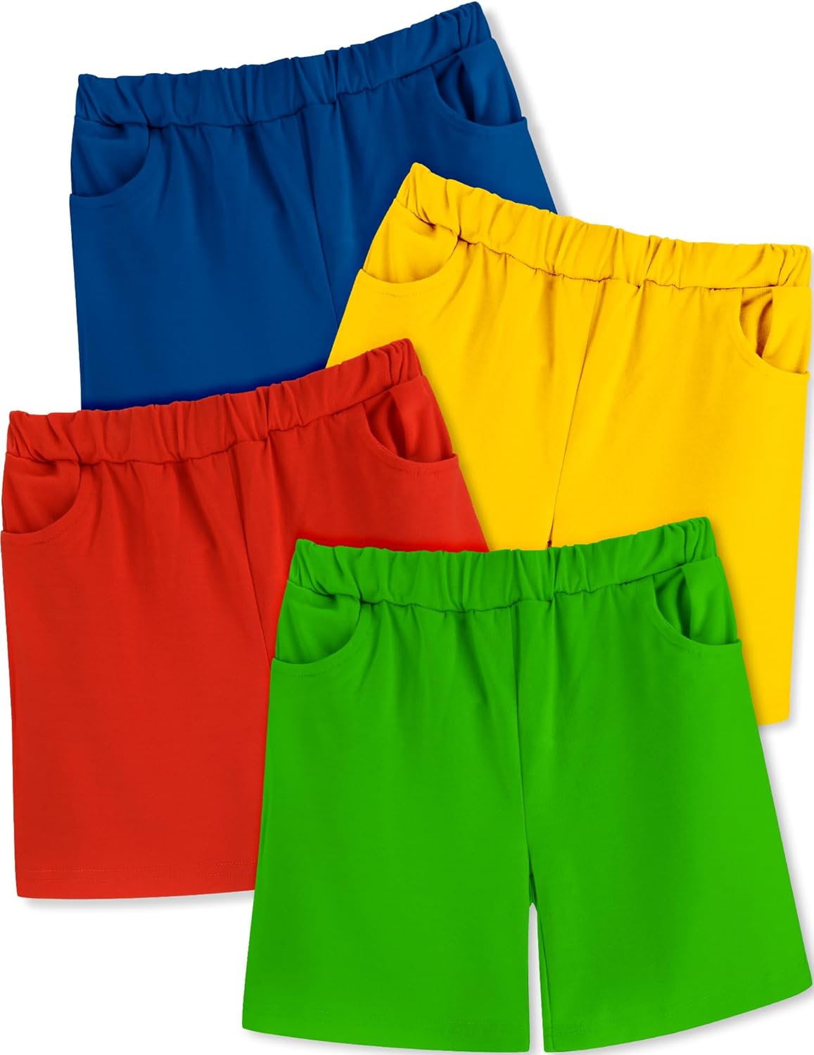 4Pack Shorts for Toddler Boy Pull On Short Elastic Waistband Boys Summer Active Shorts with Pockets Clothes Multipacks