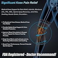 Vista 4 de NEENCA - Rodillera profesional de compresión, almohadilla de rótula, estabilizador lateral, para desgarro de menisco, ligamento anterior cruzado
