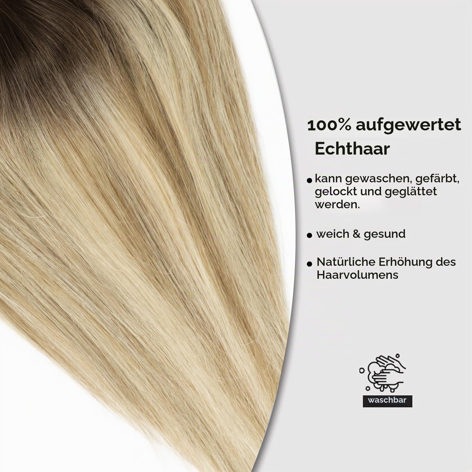 HAIRCUBE Haartopper echtes Menschenhaar für Frauen Ombre T2-#6/#613 Haartopper mit Pony 120% Dichte Seide Basisclip in Topper 14 Zoll 40 Gramm