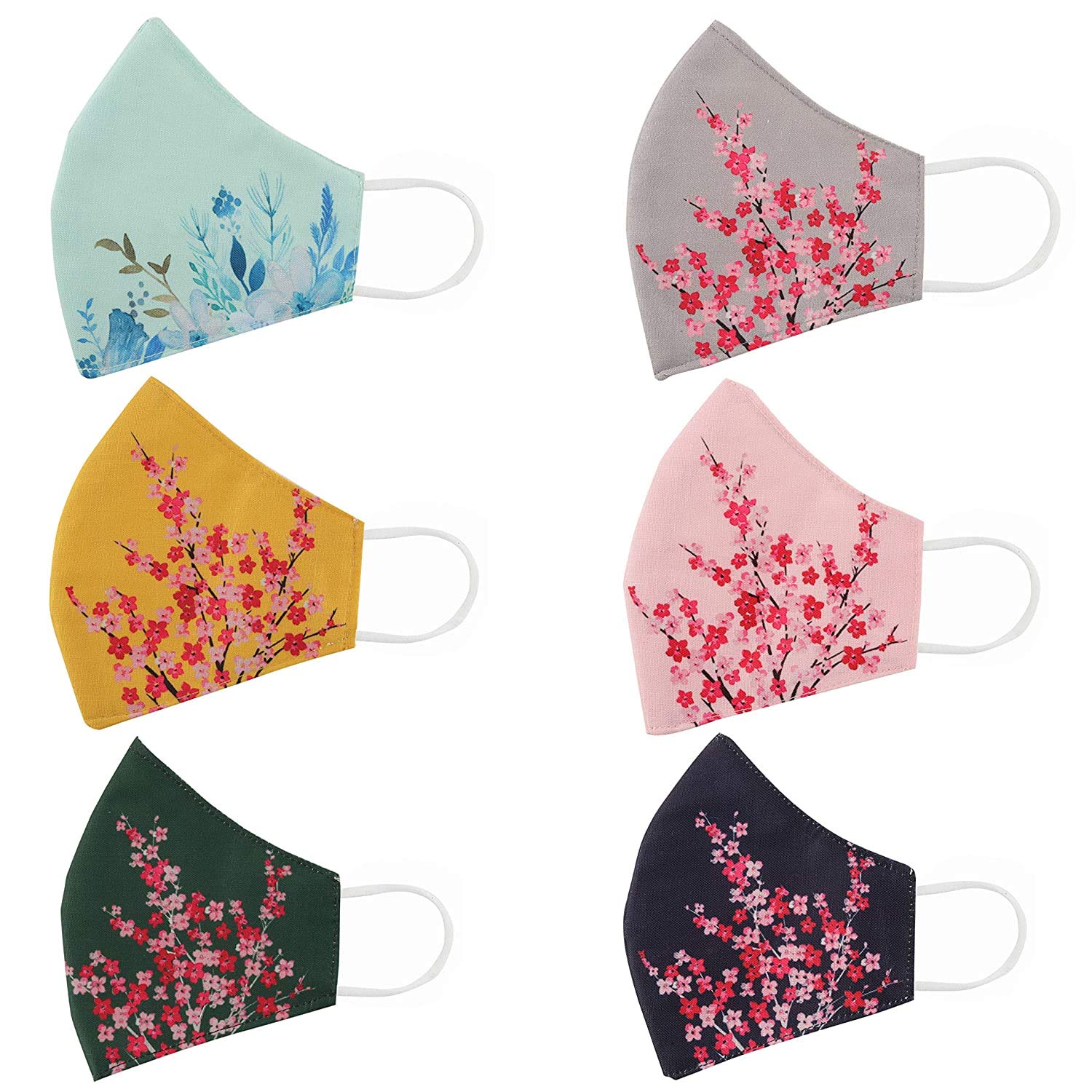 SIXSIGMA Cotton Cloth Face Mask Combo for Women And Men Reusable, Washable, Anti-Bacterial 3 Layer (2 fabric 1 Fused Paper) Fashionable Printed Face Covering-PACK OF 6-image-8
