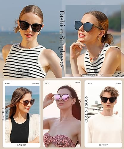 Miniatura 5 de Lentes de sol polarizados de gran tamaño para mujeres y hombres, lentes de sol de ojo de gato, lentes de sol retro con montura grande, color negro