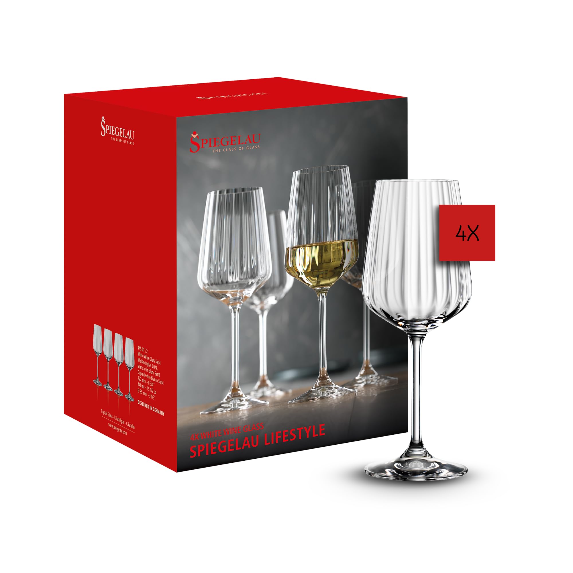 Spiegelau & Nachtmann 4450172 4-Piece White Wine Glass Set, Crystal Glass, 440 ml, Spiegelau Lifestyle