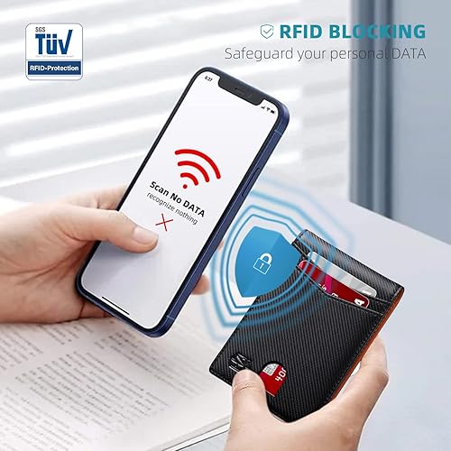 Miniatura 3 de Zitahli - Billeteras con clip para dinero para hombres, billetera delgada plegable con 10-12 ranuras para tarjetas, billetera de cuero para hombres