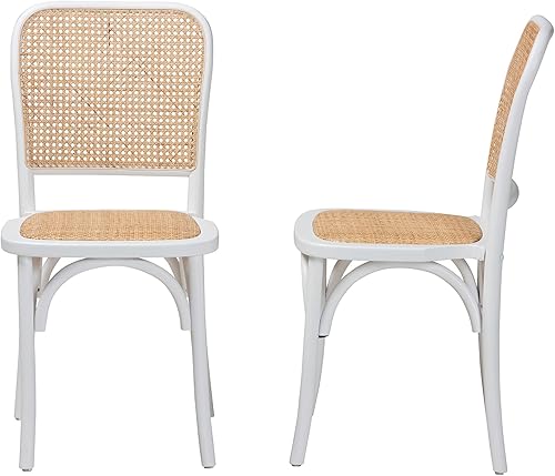 Miniatura 5 de Baxton Studio Neah - Sillas de comedor, 2 piezas, blancomarrón natural