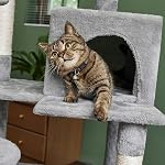 Catinsider 46.5 inches Cat Tree Multi-Level Cat Tower with Sisal-Covered Scratching Posts, Plush Perches, Hammock and Condo for Cats Light Gray