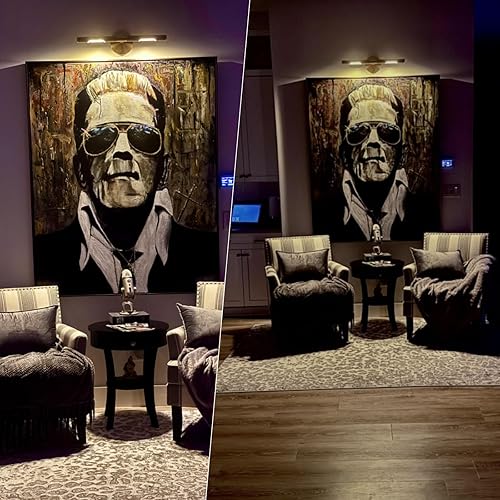 Miniatura 10 de Luz de imagen de latón moleteado, luces doradas de 19 pulgadas para pared, iluminación giratoria de 360, luz de tocador de baño, aplique de pared de