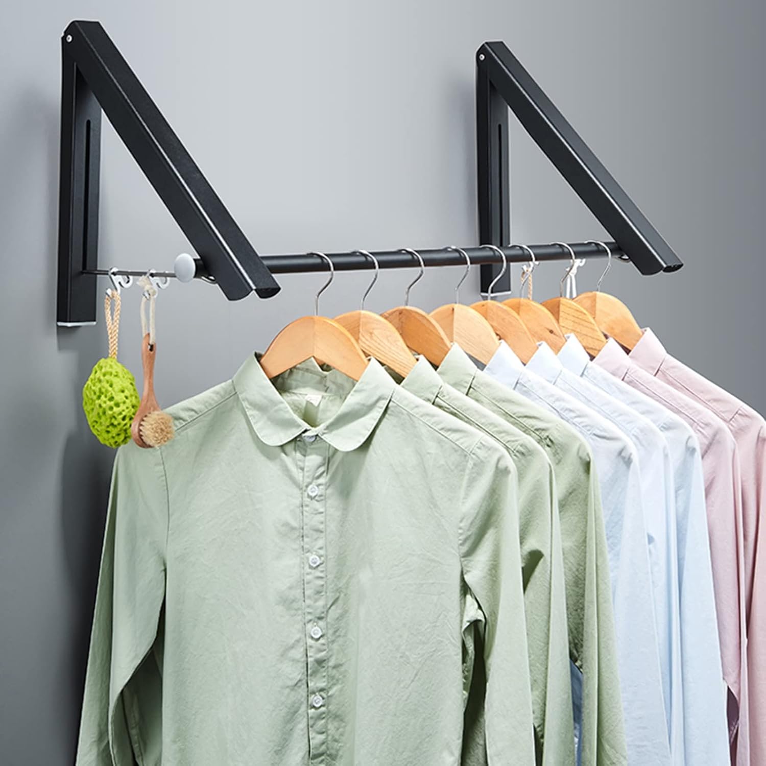 Tall Metal Clothes Drying Rack - Foldable Laundry Airer, Wall Mounted Space-Saving Clothes Rack, Indoor Aluminum Drying Stand for Efficient Laundry Organization