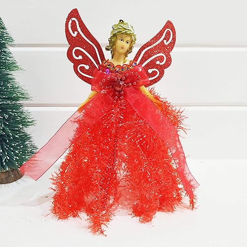 Miniatura 5 de Muñeca con colgante de árbol de Navidad, mini ángel para árbol de Navidad, adornos colgantes para árbol de Navidad, manualidades con ala plateada