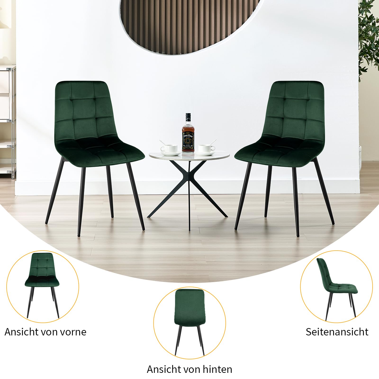 4er Set Esszimmerstühle Samtstoff Ergonomisches Gepolsterte