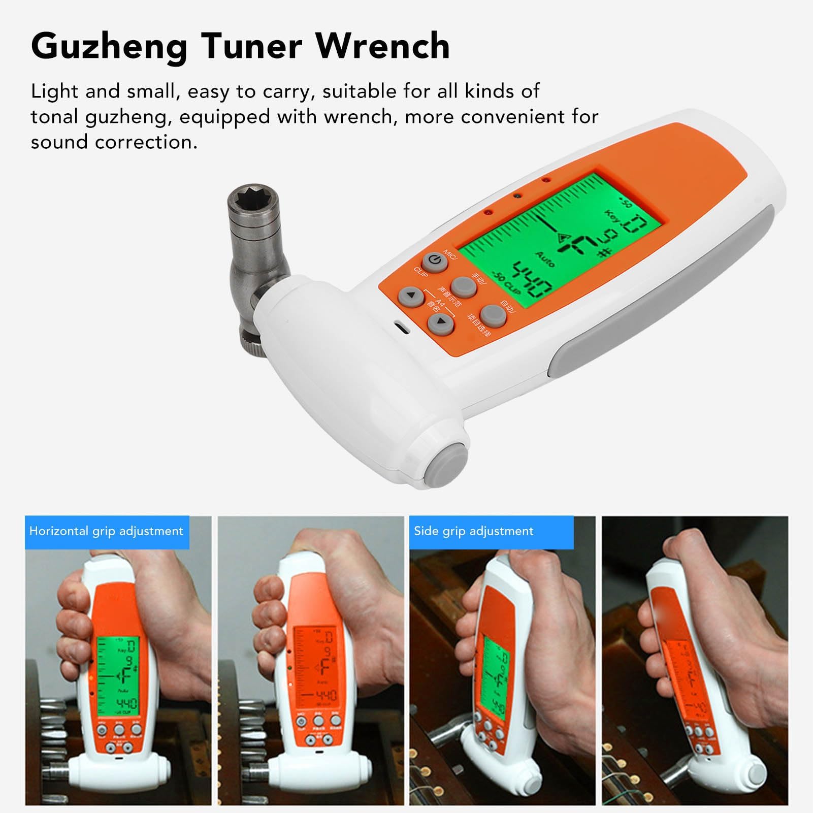 VGEBY Sintonizador Electrónico de Cítara, Llave Sensible, Llave de Afinación de Pantalla Grande de Alta Precisión, Ajustador de Instrumentos Musicales