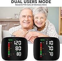 Vista 2 de Monitor de Presión Arterial de Muñeca con Pantalla LED, Pantalla Táctil, Brazalete de Presión Arterial de Muñeca 99x2 Memoria de Lectura Monitor