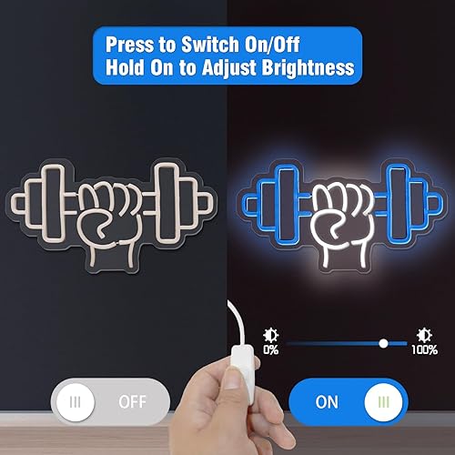 Miniatura 3 de Letrero de neón para gimnasio, luces de neón para decoración de pared, letrero de gimnasio, letrero LED regulable para sala de entrenamiento,