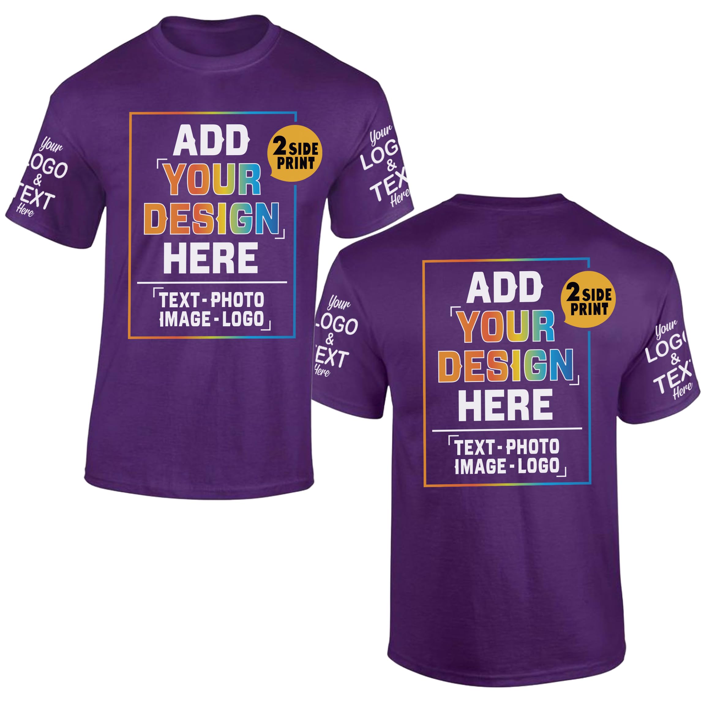 Custom T Shirt for Men Women Add Your Text Design Logo Front Back On Sleeve T-Shirt
