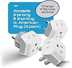 Ceptics Canada to South Africa, Bostwana, Namibia Travel Adapter Set (Type E/F, G, M) - Charge your Cell Phone, Laptops, Tablets - Grounded - 3 Pack