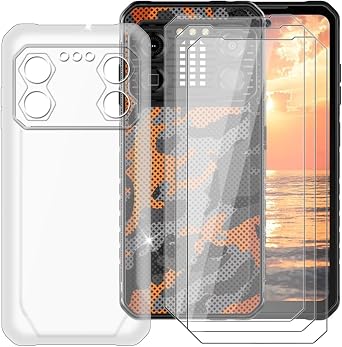 Cover for IIIF150 B2 Pro 6.78" + Screen Protector3 Pack, Shockproof Cover Bumper Shell Anti-Scratch Clear Case + 9H Hardness Tempered Glass Film - Clear
