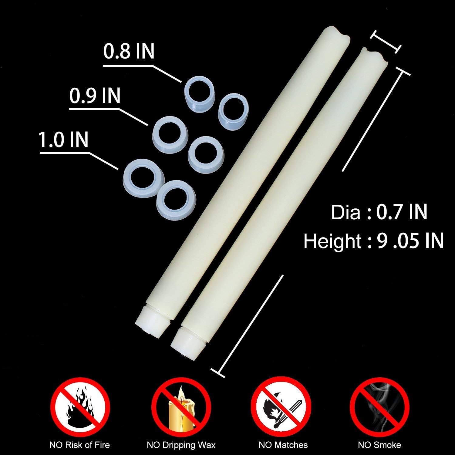 LED Flameless Taper Candle, 9" Dripless Real Wax Electric Candle with Timer Function, Battery Operated Candle for Home and Parties Decoration, Pack of 3 (Ivory) : Everything Else
