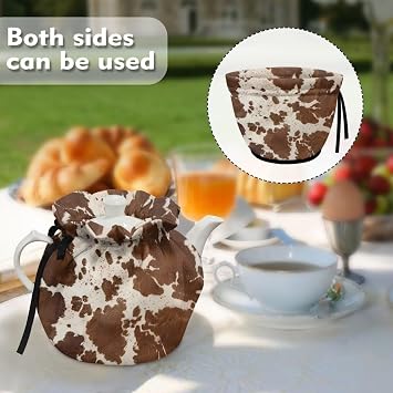Brown Cow Tea Pot Cozies Breakfast Warmer Dustproof Durable Kitchen Home Decorative Tea Cosy Insulated Kettle Cover for Home Kitchen Decor Tea Cozies Thanksgiving Decor