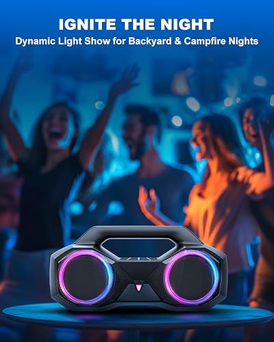 Miniatura 6 de Altavoz Bluetooth de 80 W (pico) fuerte con graves, tiempo de reproducción de 20 horas, IPX7 impermeable, luces RGB, TWS, altavoces inalámbricos