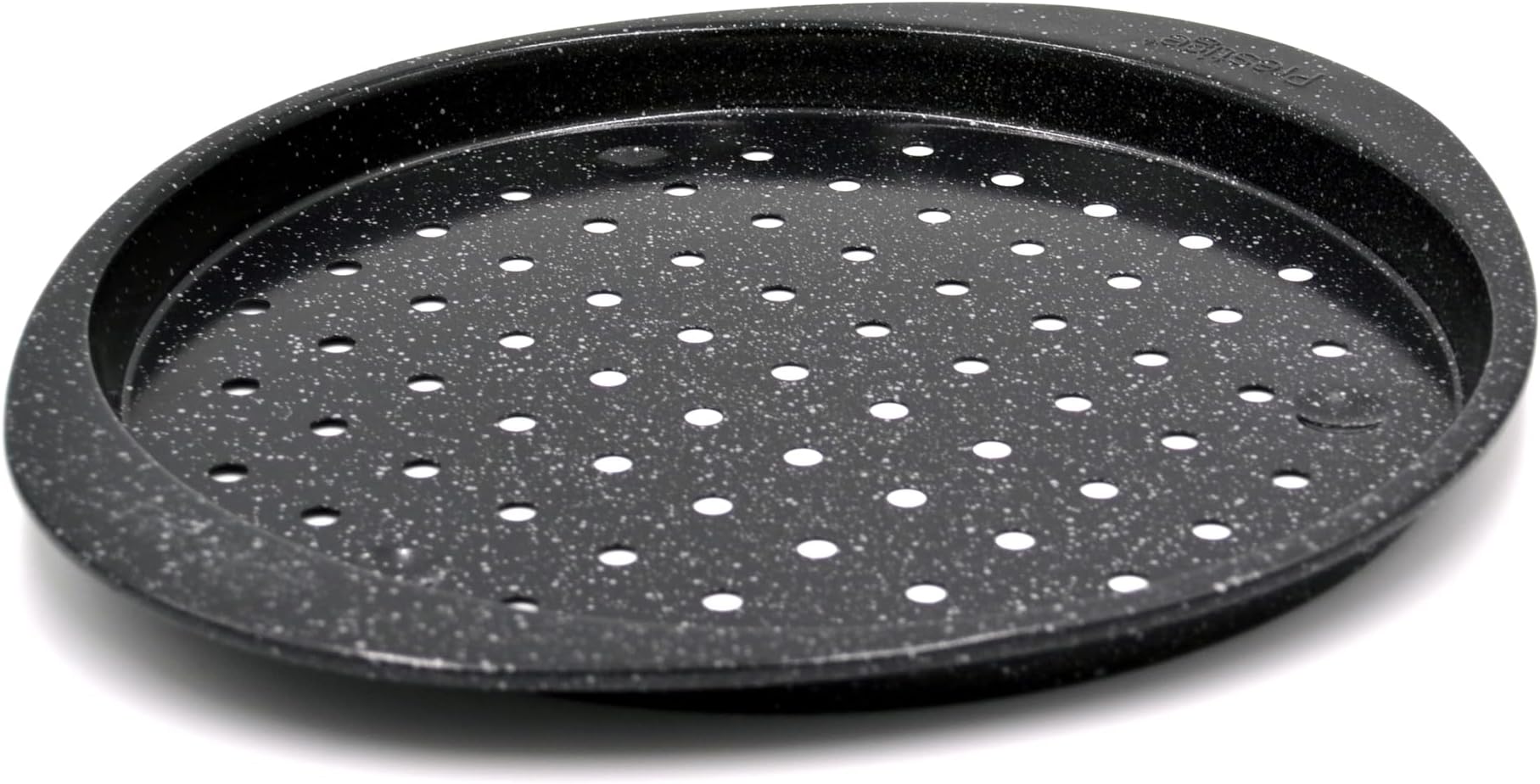 Granite Stone Pizza Crisper Pan Carbon Steel Coating for Home Oven Baking Premium Quality Non-Stick Tray Black 12-Inch PR48777