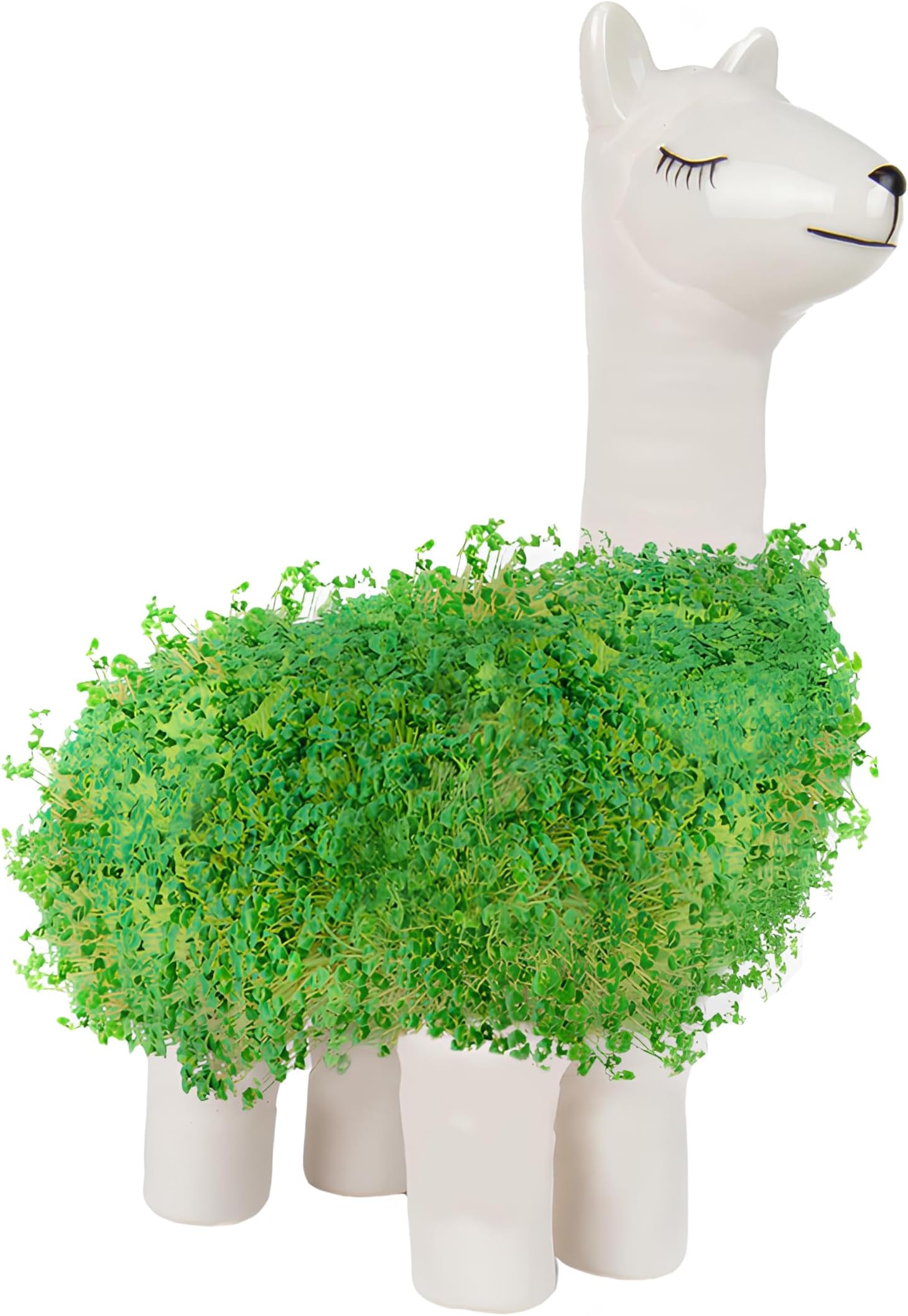 Llama Shaped Chia Planter, White