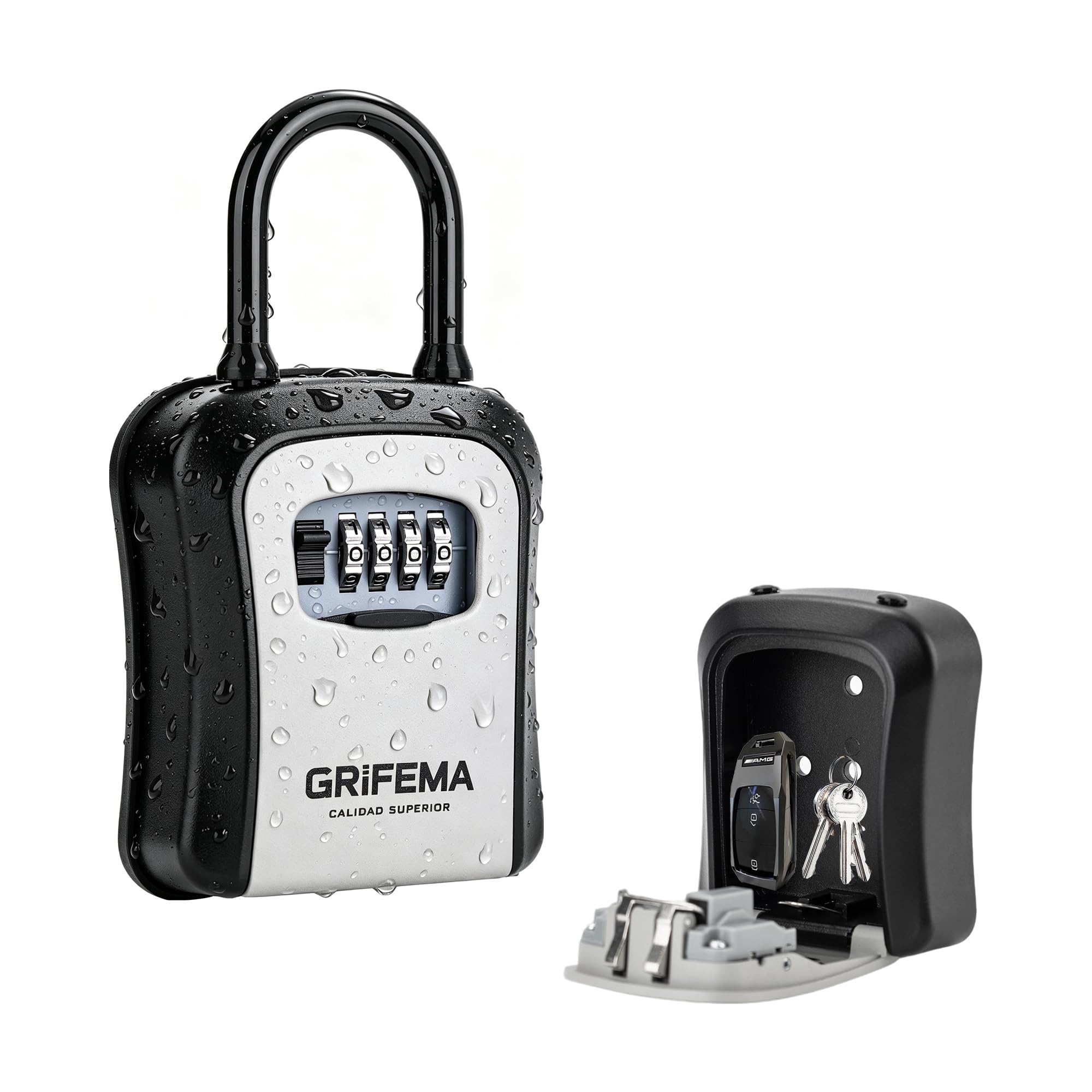 Grifema Grey Ga1003-2 Key Safe Box, Lock Box, Key Cabinets With Hook, For Home, Office,