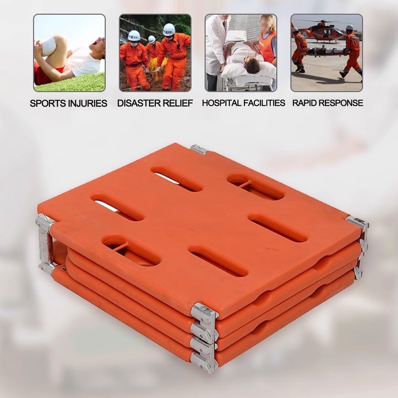 Brancard Pliant À Plaque Vertébrale Quad,brancard Pliant Portable En Plastique,capacité Charge Jusqu'à 350 Livres,installation Facile,pour Les Transferts Patients Dans Les Services Médicaux