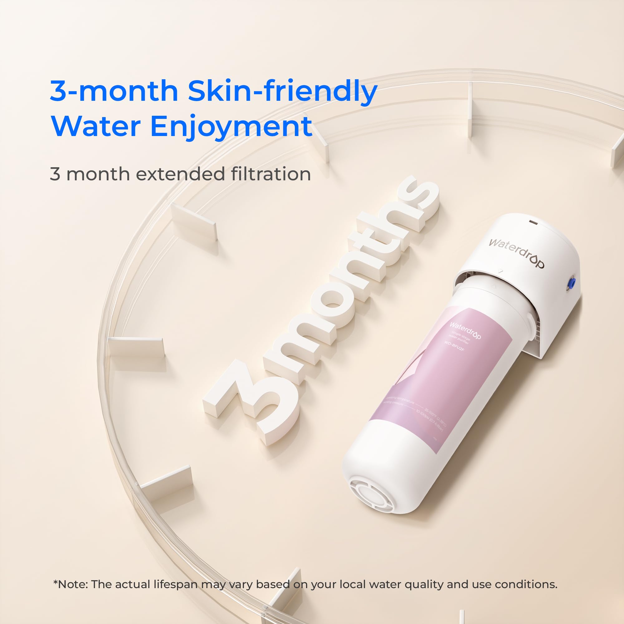 Waterdrop WD-BFU2, Filtro Acqua per Bagno per la Cura del Viso, Riduce il Cloro e il Calcare nell' Acqua, Riduce l'Arrossamento e l'Irritazione della Pelle, Filtrazione a 4 Stadi