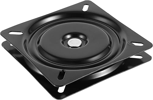 Miniatura 4 de Taburete de bar giratorio de 3 piezas de 6-1/4 pulgadas, placa de montaje de base giratoria de asiento resistente para taburete y silla, color negro