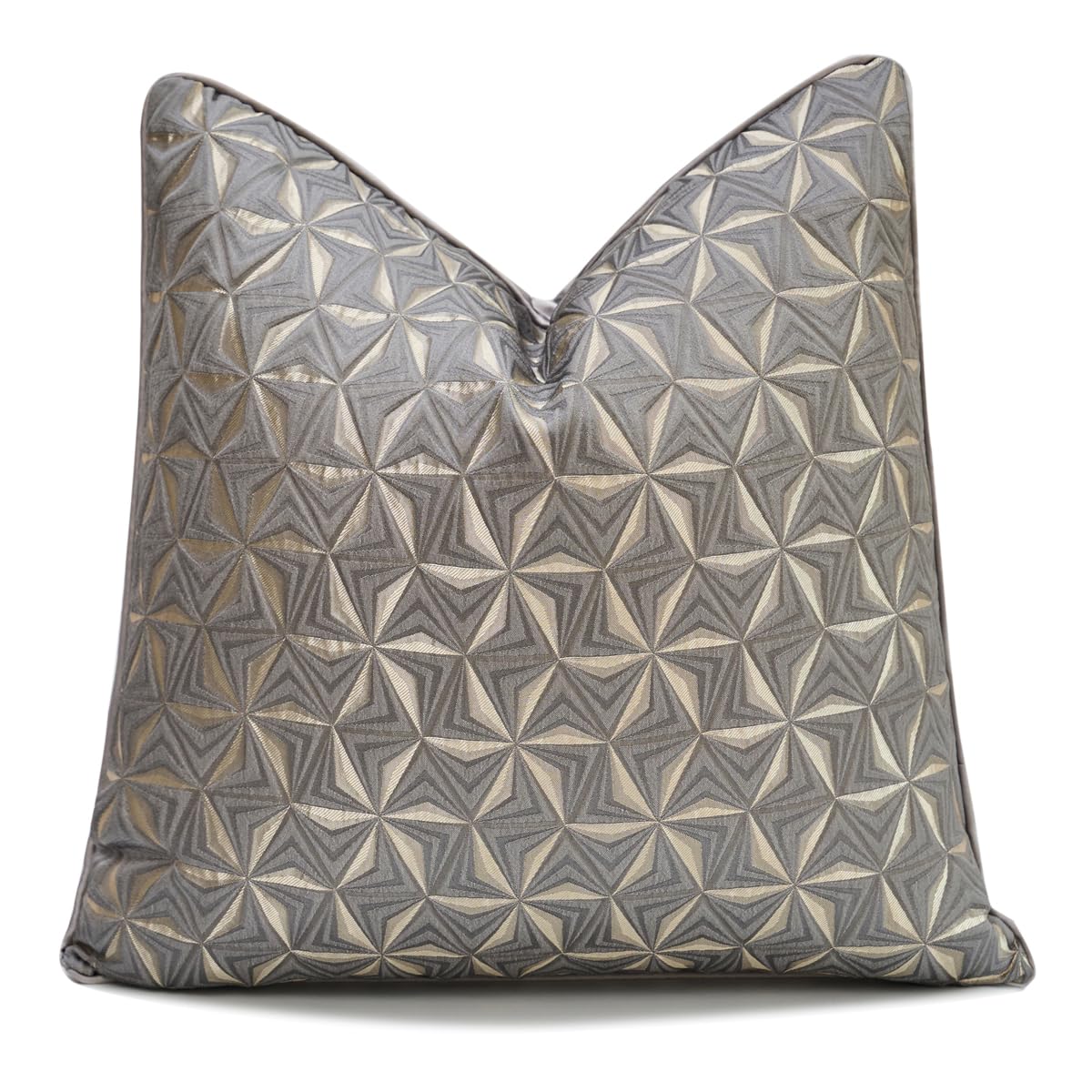 1pc polyester luxury contemporary pillow cover abstract texture geometric lines gray stars snowflakes and single-sided high-precision jacquard hidden