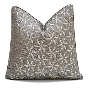1pc polyester luxury contemporary pillow cover abstract texture geometric lines gray stars snowflakes and single-sided high-precision jacquard hidden