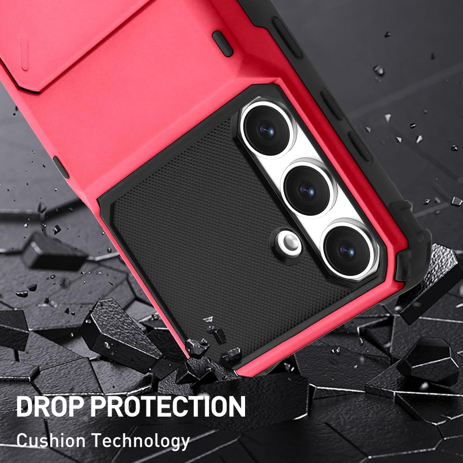 Wallet Case for Samsung Galaxy S24 FE Case with 4 Card Holder Red image 3