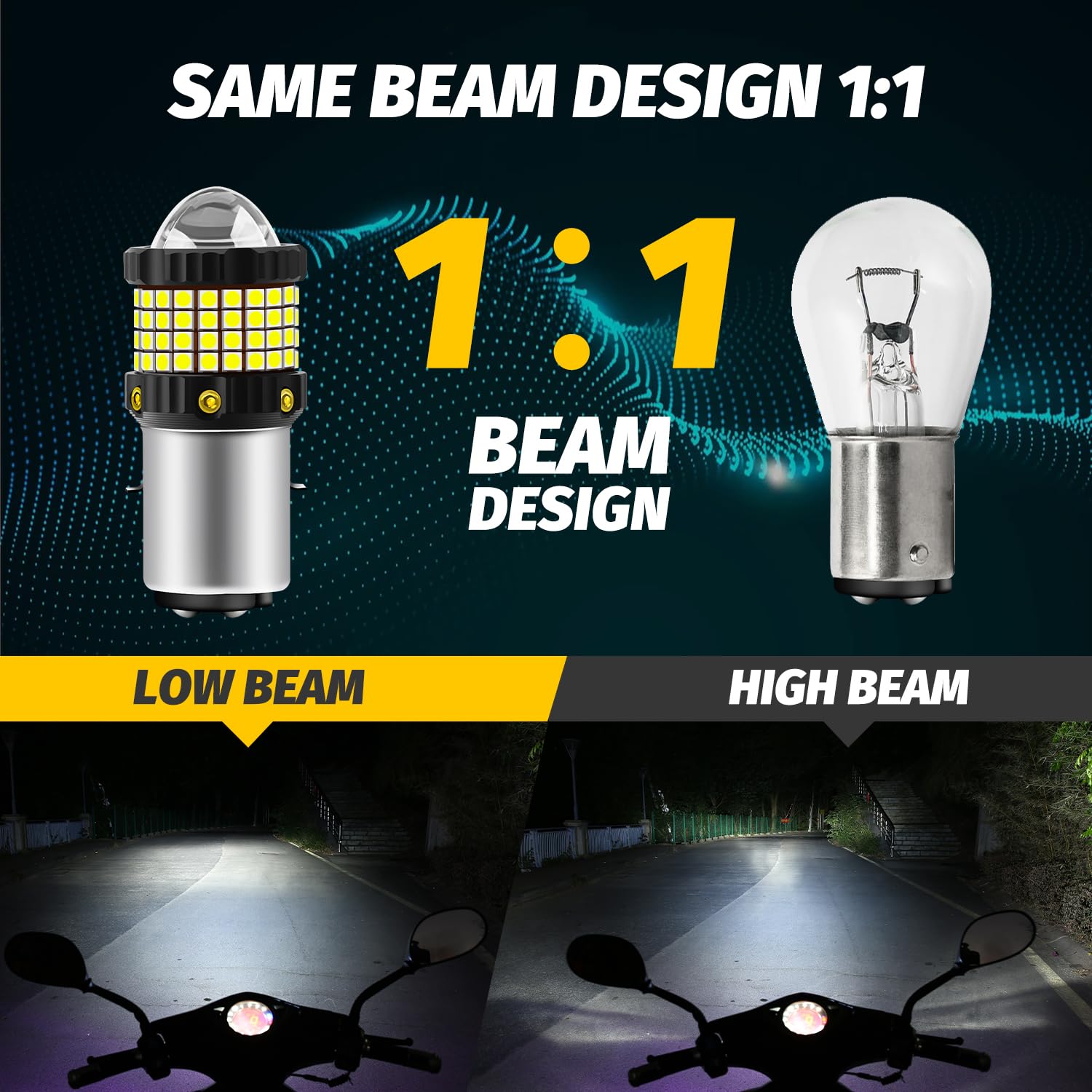 H6 BA20D Lampadina LED per Fari Moto e Scooter, Aggiornato 360° Illuminazione 6000K Bianco 12W DC12-80V Hi/Lo Beam Lampadine a Led, Plug and Play per Moto Faro, 1Pcs