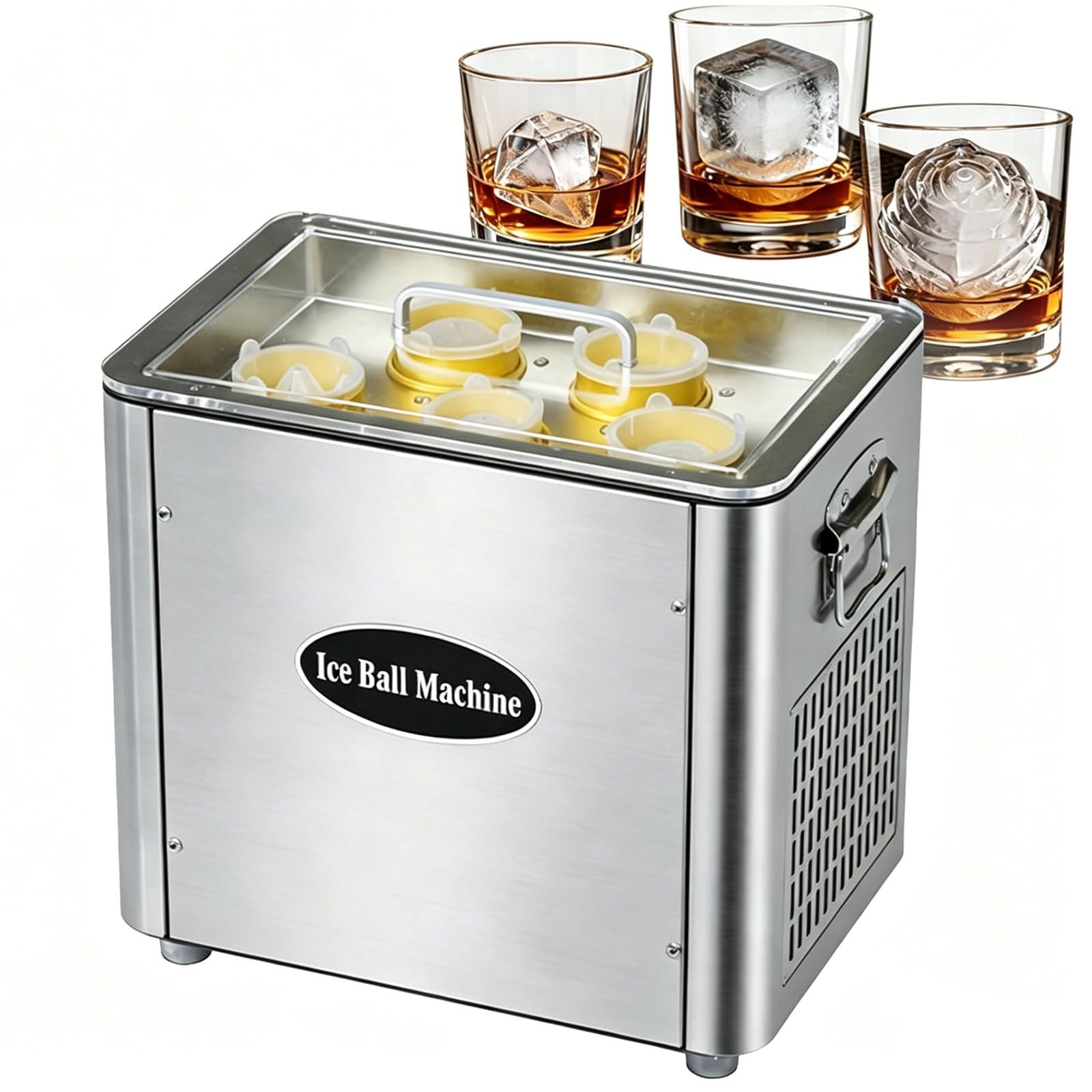 Eiwitany Countertop Ice Sphere Maker, Produces 5 Crystal Clear Ice Balls in 1.5 Hours, Ice Machine Ideal for Whiskey, Cocktails, Home Bar Use