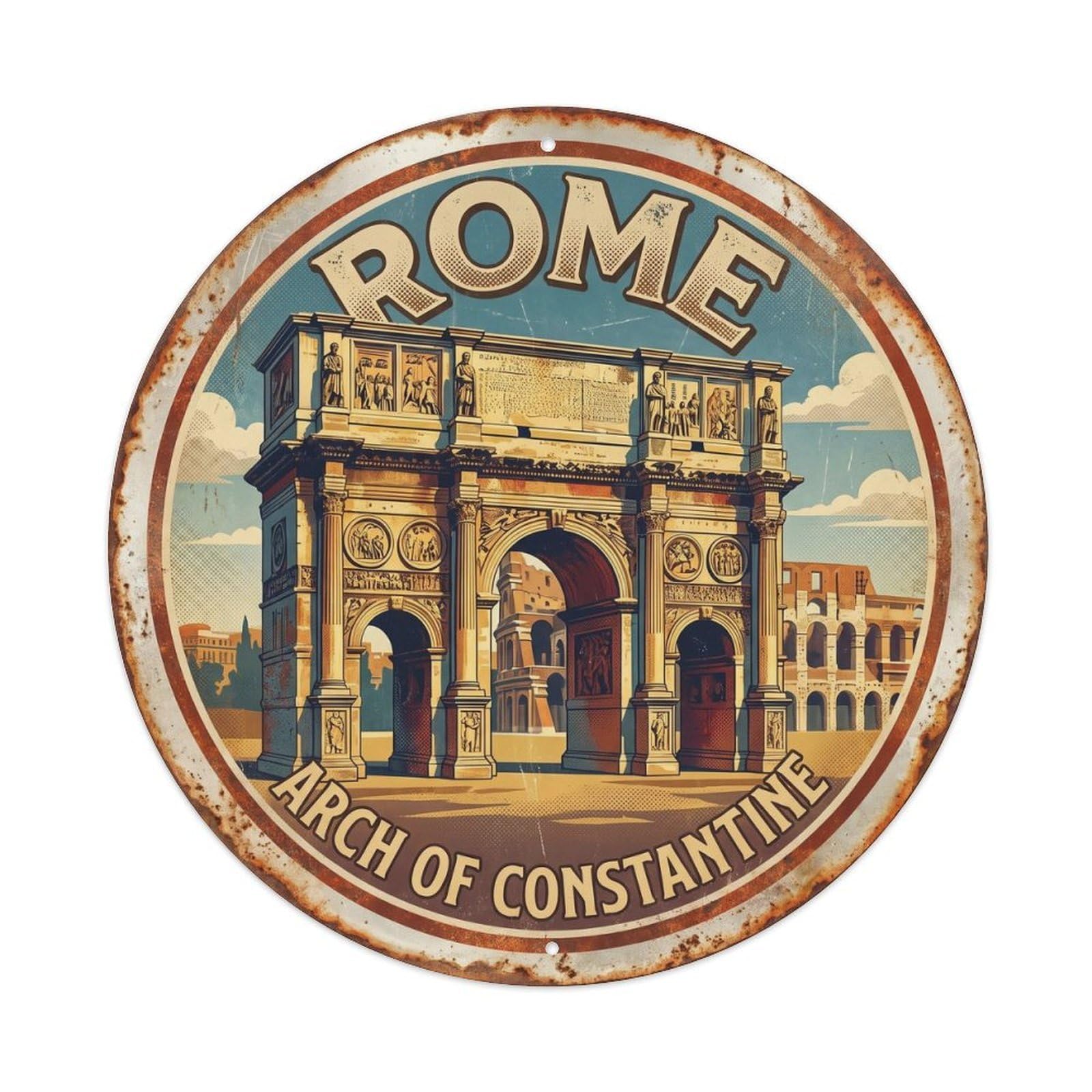 Retro Rome Italy Arch Of Heritage City Travel Metal Tin Sign