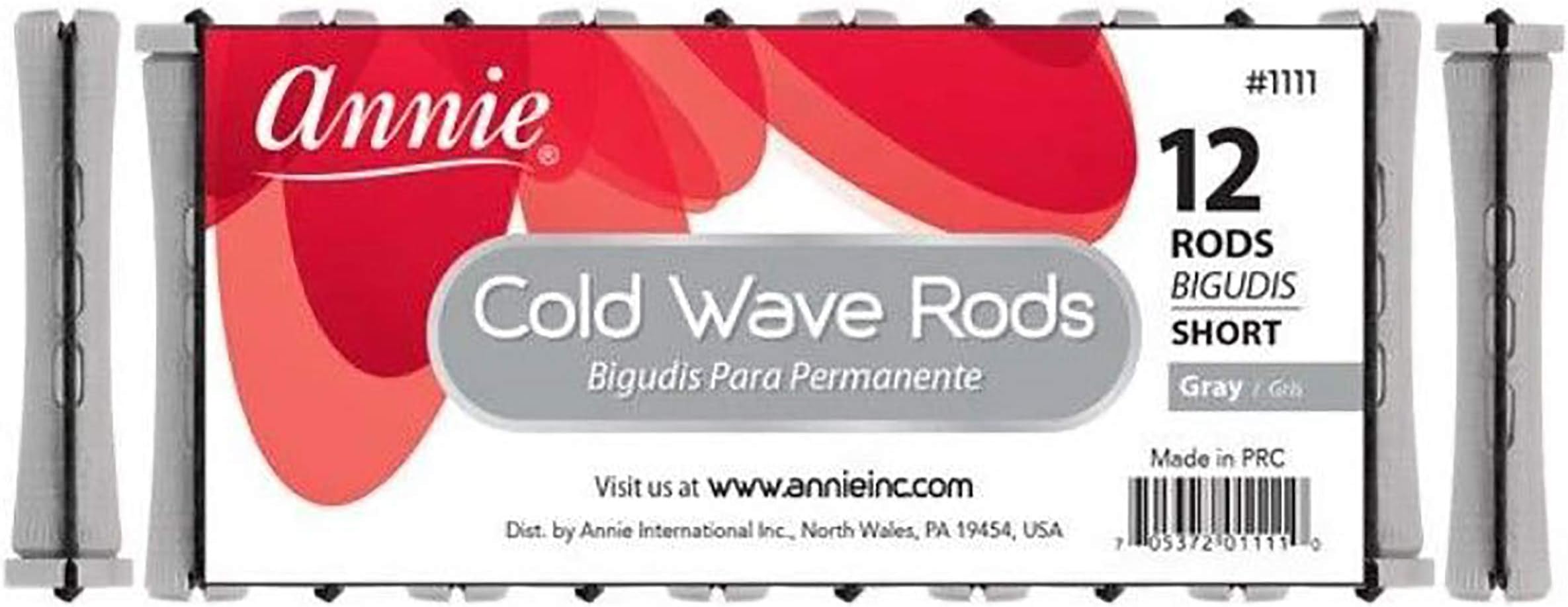 Annie 3 Packs of Cold Wave Rods (Short) #1111 12Pcs/Pack, Gray Rubber Rods, Curly Hair Type